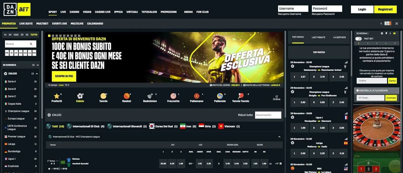 DAZN Bet casino siti scommesse non AAMS